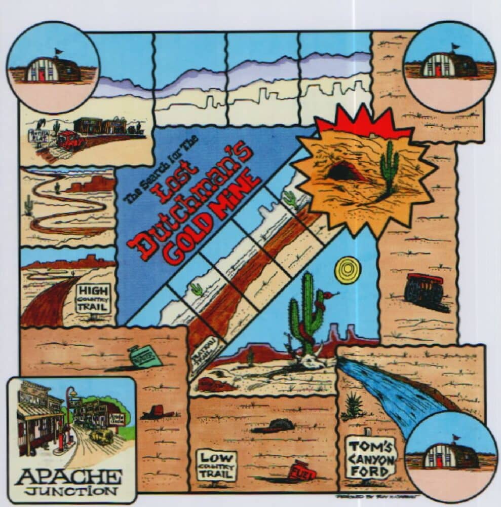Map of the game board for The Search for The Lost Dutchman's Gold Mine team building game
