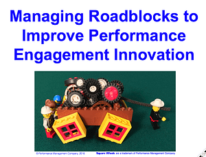 Square Wheels Roadblocks Model for involving and engaging teamwork