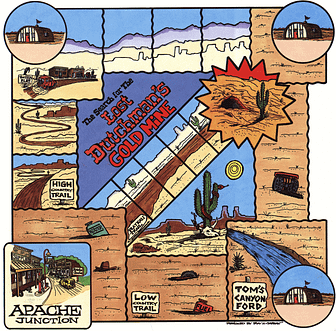 The game board map for The Search for The Lost Dutchman's Gold Mine team building game